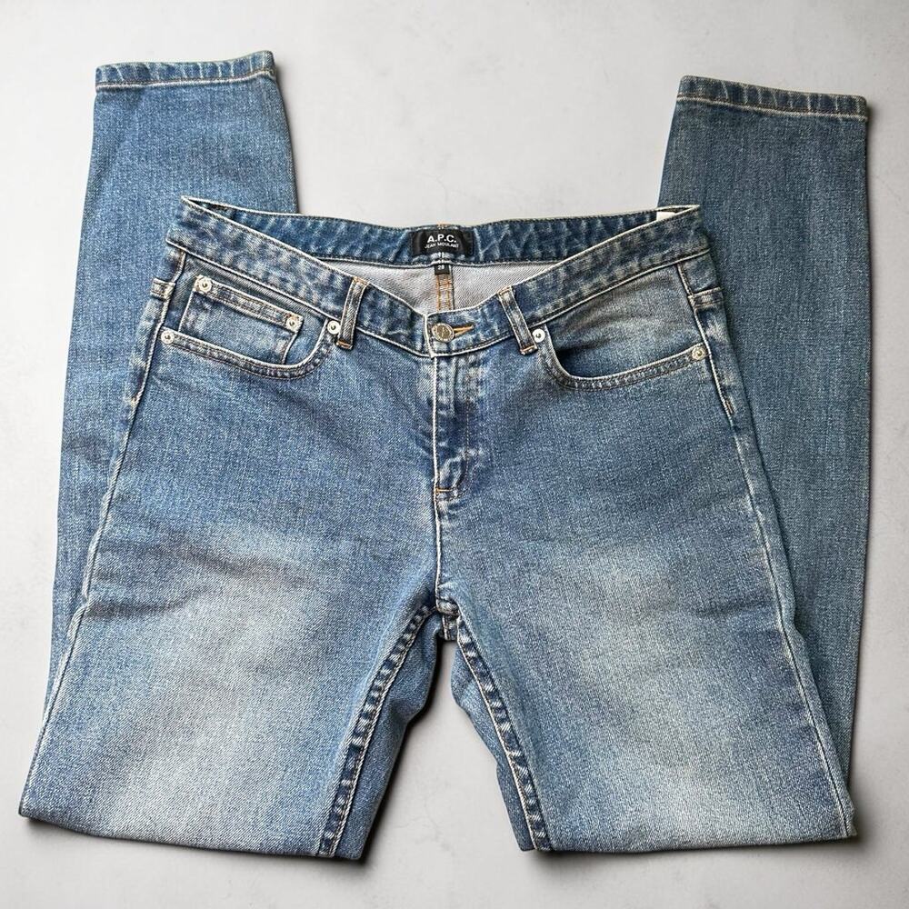 A.P.C. Jean Moulant Slim Straight Jeans Women Size 28 Blue Wash Denim Style 0217